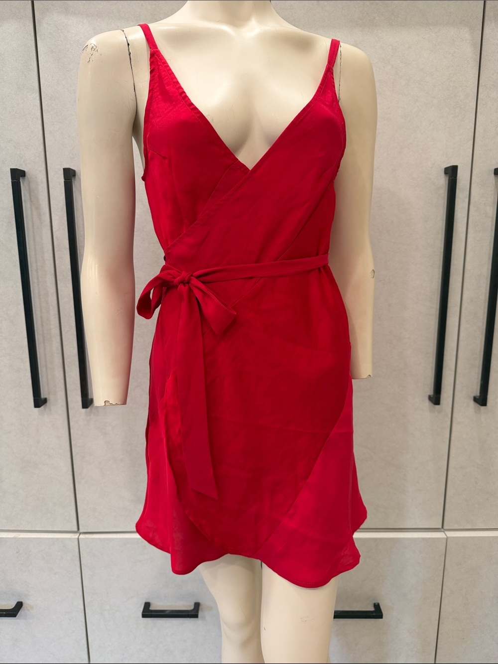 Free People Red pink  “like me or love me” Wrap Mini Dress sz XS